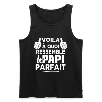 Voila à Quoi Ressemble le Papi Parfait - Débardeur bio Premium Homme - noir - Devant - Michal (187cm)