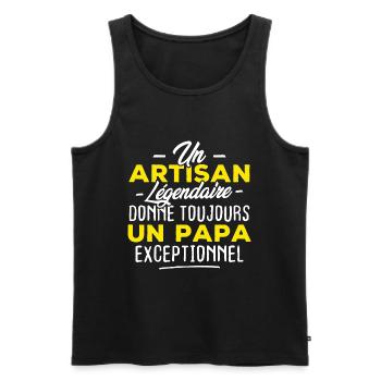 Un artisan légendaire donne un papa exceptionnel - Débardeur bio Premium Homme - noir - Devant - Michal (187cm)