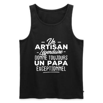 Un artisan légendaire donne un papa exceptionnel - Débardeur bio Premium Homme - noir - Devant - Michal (187cm)