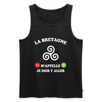 La bretagne m'appelle humour breton homme - Débardeur bio Premium Homme - noir - Devant - Michal (187cm)