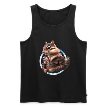 Streifenhörnchen Flugkapitän Lederjacke Pilot - Männer Premium Bio Tank Top - Schwarz - Vorne - AI Model Male 178 light (178cm)