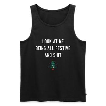 Look At Me Being All Festive Humor Christmas - Débardeur bio Premium Homme - noir - Devant - Michal (187cm)