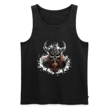 Wikinger Odin Totenkopf - Männer Premium Bio Tank Top - Schwarz - Vorne - Michal (187cm)
