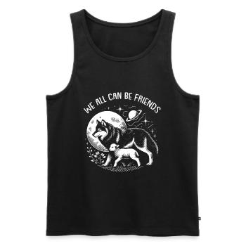Wolf and lamb, we can all be friends - Men's Premium Organic Tank Top - black - Front - AI Model Male 178 light (178cm)