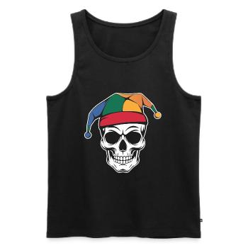 Lustiger Skull mit Narrenkappe - Männer Premium Bio Tank Top - Schwarz - Vorne - AI Model Male 178 light (178cm)