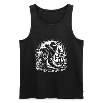 Line Dancing Country Dance - Line Dance Tanzen - Men's Premium Organic Tank Top - black - Front - AI Model Male 178 light (178cm)