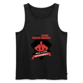 I am a Senior Project Manager - Männer Premium Bio Tank Top - Schwarz - Vorne - AI Model Male 178 light (178cm)