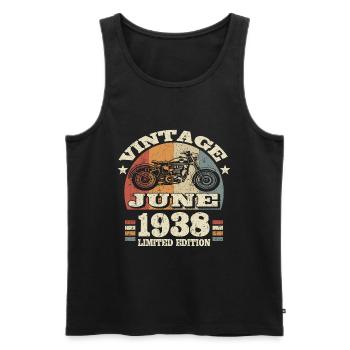 Born in June 1938 - 85 years old - Men's Premium Organic Tank Top - black - Front - Michal (187cm)