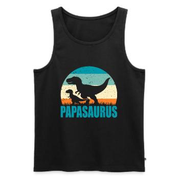 Papasaurus Father's Day Dad Dad Gift Idea - Men's Premium Organic Tank Top - black - Front - Michal (187cm)
