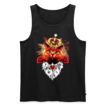 Red Roses Cat King - red cat with crown - Men's Premium Organic Tank Top - black - Front - AI Model Male 178 light (178cm)