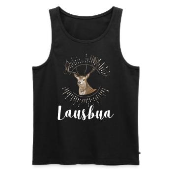 Lausbua Hirsch Lederhosen - Männer Premium Bio Tank Top - Schwarz - Vorne - Michal (187cm)