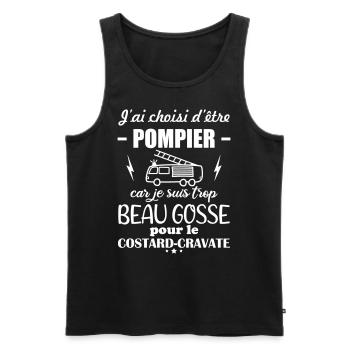 J'ai choisi d'être pompier, fête des pères - Débardeur bio Premium Homme - noir - Devant - Michal (187cm)