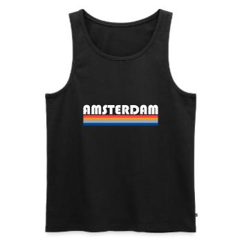 Amsterdam - Men's Premium Organic Tank Top - black - Front - Michal (187cm)