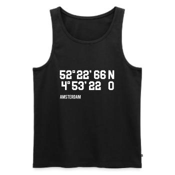 Amsterdam coordonnées - Débardeur bio Premium Homme - noir - Devant - Michal (187cm)