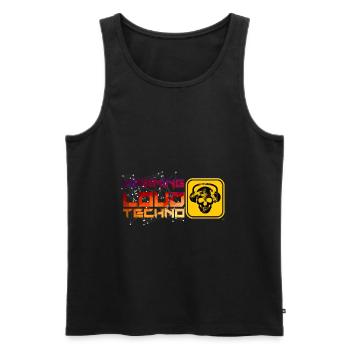 Warning Loud Techno Music EDM Festival Dancers - Men's Premium Organic Tank Top - black - Front - AI Model Male 178 light (178cm)
