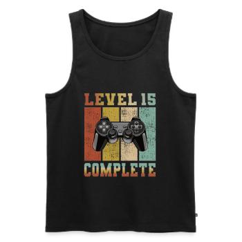 Niveau 15 anniversaire complete 15 ans gamer - Débardeur bio Premium Homme - noir - Devant - Michal (187cm)