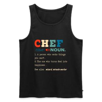 Drôle de chef Description Cuisine culinaire Cuisson - Débardeur bio Premium Homme - noir - Devant - Michal (187cm)