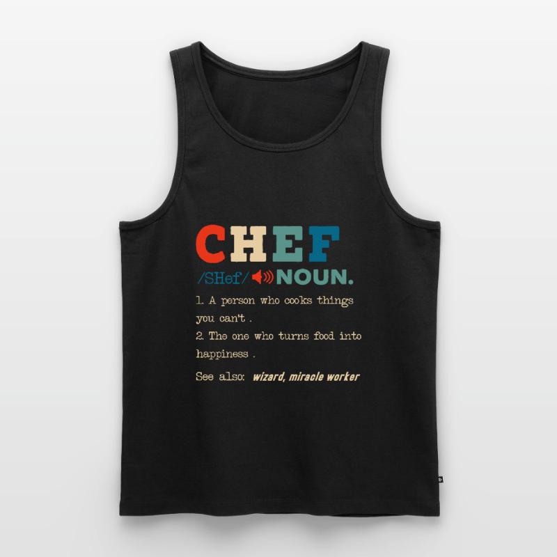 Funny Chef Description Culinary Cooking Baking Men's Premium Organic Tank Top