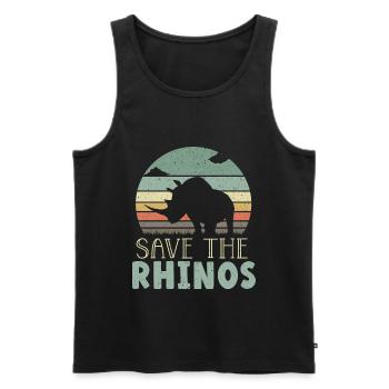 Sauvez le rhinocéros rhinocéros herbivore de la faune - Débardeur bio Premium Homme - noir - Devant - Michal (187cm)