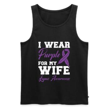 Ich trage Lila für meine Frau Lupus Awareness Support - Männer Premium Bio Tank Top - Schwarz - Vorne - Michal (187cm)