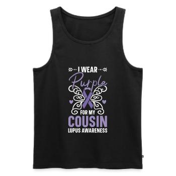 Ich trage Lila für mein Cousin Lupus Bewusstsein - Männer Premium Bio Tank Top - Schwarz - Vorne - Michal (187cm)
