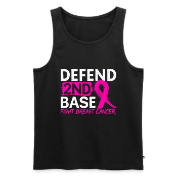 Defend 2nd Base Baseball Breast Cancer Awareness - Men's Premium Organic Tank Top - black - Front - Michal (187cm)