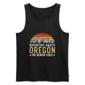 L’aventure attend l’Oregon The Beaver State USA - Débardeur bio Premium Homme - noir - Devant - Michal (187cm)