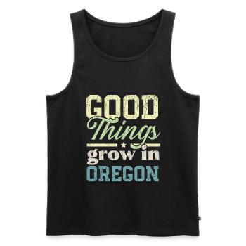 De bonnes choses poussent dans l’Oregon USA Amérique Oregoniens - Débardeur bio Premium Homme - noir - Devant - Michal (187cm)