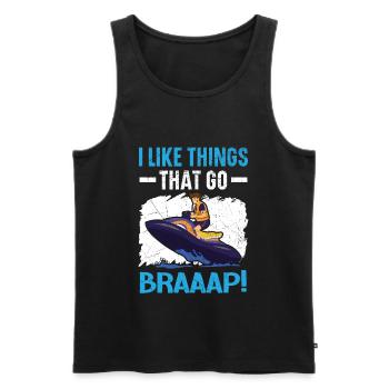 Ich mag Dinge, die Braaap Jetski Wasser gehen - Männer Premium Bio Tank Top - Schwarz - Vorne - AI Model Male 178 light (178cm)