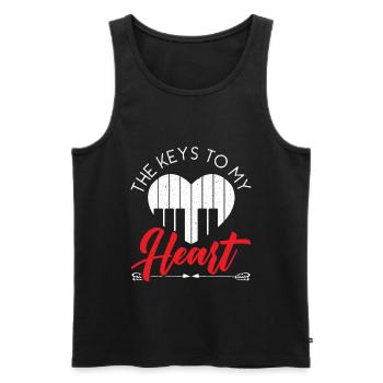 The Keys To My Heart Piano Player Musiker Musik - Männer Premium Bio Tank Top - Schwarz - Vorne - Michal (187cm)