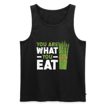 Du bist, was du isst Spargel Gemüse Vegan - Männer Premium Bio Tank Top - Schwarz - Vorne - AI Model Male 178 light (178cm)