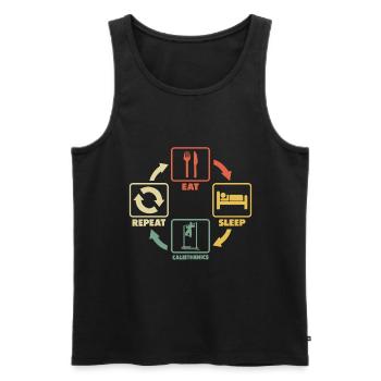 Calisthenics Park Workout Spruch Sprüche Lustig - Männer Premium Bio Tank Top - Schwarz - Vorne - Michal (187cm)