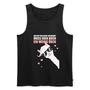 Lama: Wer mit mir nicht auskommt, muss noch üben - Männer Premium Bio Tank Top - Schwarz - Vorne - Michal (187cm)
