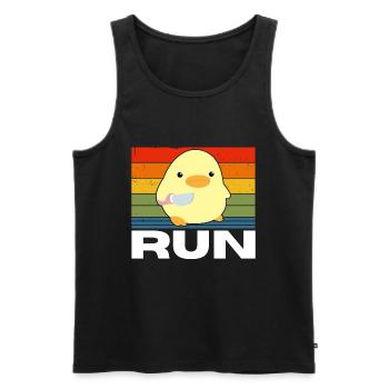 Run duck with knife meme funny saying vintage - Men's Premium Organic Tank Top - black - Front - Michal (187cm)