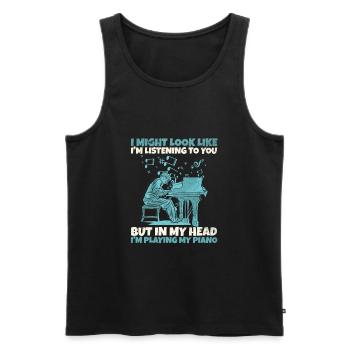 I play piano. Piano player and pianist - Men's Premium Organic Tank Top - black - Front - AI Model Male 178 light (178cm)