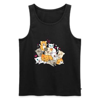 Katzenhaufen - Kawaii Kitten für Katzenbesitzer - Männer Premium Bio Tank Top - Schwarz - Vorne - AI Model Male 178 light (178cm)
