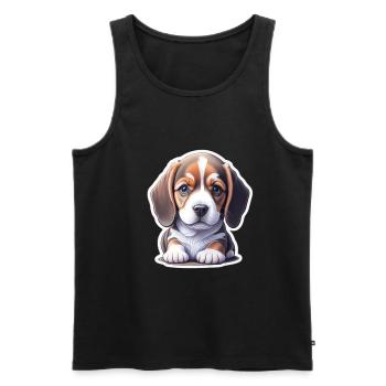 Adorable-cute beagle puppy - Men's Premium Organic Tank Top - black - Front - AI Model Male 178 light (178cm)
