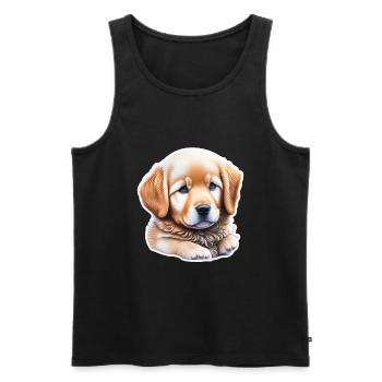 Mignon chiot golden retriever mignon - Débardeur bio Premium Homme - noir - Devant - AI Model Male 178 light (178cm)