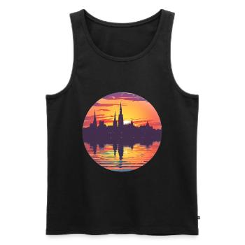 Wiesbaden Skyline - Men's Premium Organic Tank Top - black - Front - Michal (187cm)