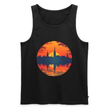 Cottbus Skyline - Men's Premium Organic Tank Top - black - Front - Michal (187cm)