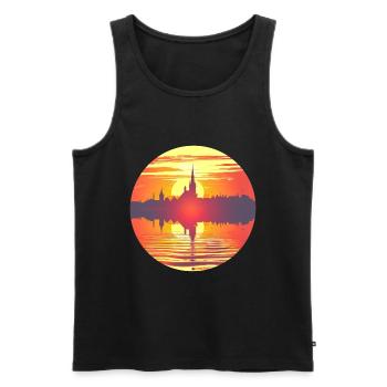 Flensburg Skyline - Männer Premium Bio Tank Top - Schwarz - Vorne - AI Model Male 178 light (178cm)