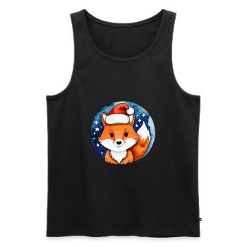 Fuchs Weihnachten Wasserfarben - Männer Premium Bio Tank Top - Schwarz - Vorne - AI Model Male 178 light (178cm)