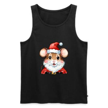 Dessin de Noël Souris - Débardeur bio Premium Homme - noir - Devant - Michal (187cm)