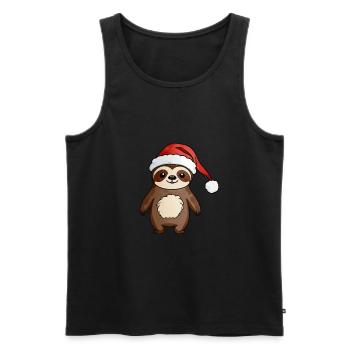 Dessin de Noël paresseux - Débardeur bio Premium Homme - noir - Devant - Michal (187cm)