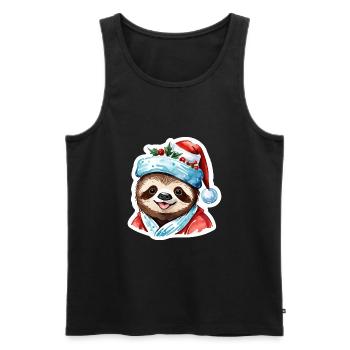 Sloth Christmas Drawing - Men's Premium Organic Tank Top - black - Front - Michal (187cm)