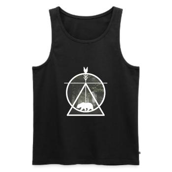 Baer wald schamane natur duester - Männer Premium Bio Tank Top - Schwarz - Vorne - AI Model Male 178 light (178cm)