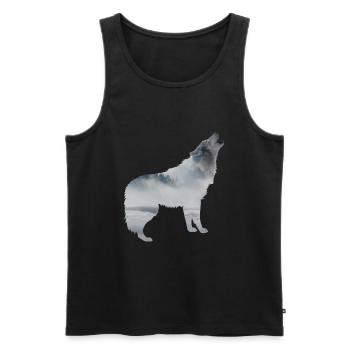 Nature du loup - Débardeur bio Premium Homme - noir - Devant - AI Model Male 178 light (178cm)