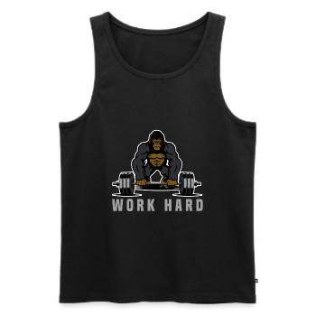 gorilla work hard training fitness weight strength - Men's Premium Organic Tank Top - black - Front - AI Model Male 178 light (178cm)