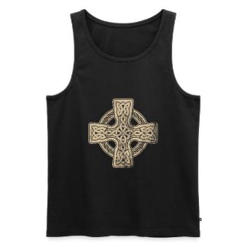 croix celtique celtique runes cliques symbole mysticisme - Débardeur bio Premium Homme - noir - Devant - Michal (187cm)