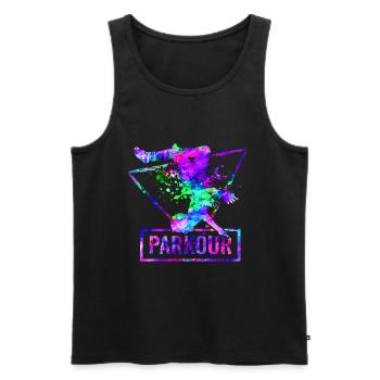 Parkour - Débardeur bio Premium Homme - noir - Devant - AI Model Male 178 light (178cm)